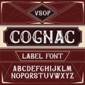 Vector vintage label font. Cognac style Royalty Free Stock Photo