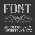 Vector vintage label font on a dark background. Royalty Free Stock Photo