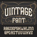 Vector vintage label font. . Royalty Free Stock Photo