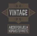 Vector vintage label font, modern style. Whiskey label style Royalty Free Stock Photo