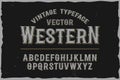 Vector vintage label font. Retro font. Royalty Free Stock Photo