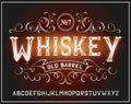 Vector vintage label font. Whiskey style