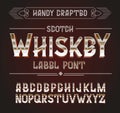 Vector vintage label font. Whiskey style Royalty Free Stock Photo