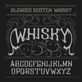 Vector vintage label font. Whisky style. Royalty Free Stock Photo