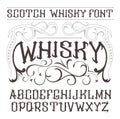 Vector vintage label font. Whisky style Royalty Free Stock Photo