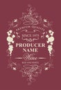 Vintage wine label with floral and fruit ornament Royalty Free Stock Photo