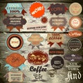 Vector vintage labels on wooden texture Royalty Free Stock Photo
