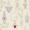 Vector vintage lamp seamless pattern