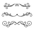 Vector vintage line elegant dividers and separators, swirls and corners decorative ornaments. Floral lines filigree design