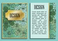 Vector vintage luxury vertical invitation with a beautiful baroque lace pattern and border. Pastel green and gold.