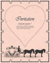 Vector Vintage luxury wedding invitations, the coach and the carriage of the heart as background of cards, banners. Royalty Free Stock Photo