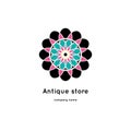 Vector vintage mandala logo. Kaleidoscope flower. Ornamental vector symbol