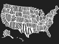 Vector vintage map of the United States of America. Illustration with USA state names on the white background. Poster for wall Royalty Free Stock Photo