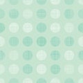 Vector Vintage Mint Green Dots Circles Seamless Pattern Background With Fabric Texture. Perfect for neutral nursery