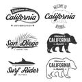 Vector vintage monochrome California badges