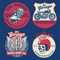 Vintage motorcycle badge set