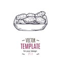 Vector vintage nuggets drawing. Hand drawn monochrome fast food illustration.