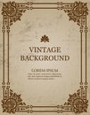 Vector vintage old paper background with royal pattern frame as a template to create book covers. Royalty Free Stock Photo