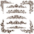 Vector vintage ornaments, corners, borders