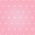 Vector Vintage Pastel Pink Baby Girl Polka Dots Circles Seamless Pattern Background With Fabric Texture. Perfect for