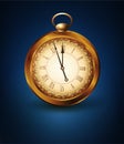 Vector vintage pocket watch on a blue background