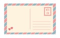 Vector vintage postcard template isolated on white background. Empty romantic old fashioned retro post card. with love Royalty Free Stock Photo