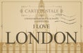 Vector vintage postcard with words I love London