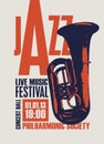 poster for jazz festival with wind instrument trumpet