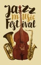 Vector vintage poster for jazz festival of live music Royalty Free Stock Photo