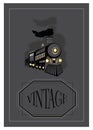 Vector vintage poster with retro black locomotive.