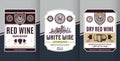 Vector vintage red and white wine labels Royalty Free Stock Photo