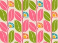 Pattern with retro abstract flowers.