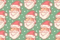 Vector vintage seamless pattern of Santa Claus and snowflakes. Retro vector pattern with Santa Claus for Christmas Royalty Free Stock Photo