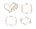 Vector vintage set of border frames engraving with retro ornament in antique rococo style decorative design Royalty Free Stock Photo