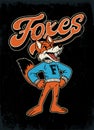 Vintage Shirt Design of Fox Mascot School Logo Royalty Free Stock Photo