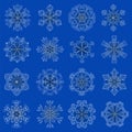 Vector vintage snowflake set in zentangle style.