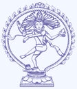 Vector of Vintage statue of Indian Lord Shiva Nataraja sculpture. is a depiction of the Hindu god Shiva as the divine dance Royalty Free Stock Photo