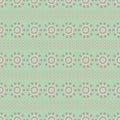 Vector vintage style floral folk stripes in green, pink and cream. Seamless repeat pattern background. Royalty Free Stock Photo