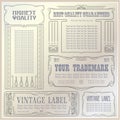 Vector vintage style labels and tags on different versions Royalty Free Stock Photo