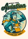 Vintage T-shirt design of Women Pilot of World War Museum