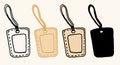 Vector vintage tag for a gift in a flat style. hand-drawn in the doodle style, black outline and silhouette, as well as brown Royalty Free Stock Photo