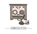 Vector vintage telegraph. Retro illustration of radio receiver.