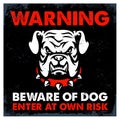 Vintage textured beware of dog sign Royalty Free Stock Photo