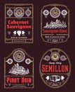 Vector vintage thin line style red and white wine labels Royalty Free Stock Photo