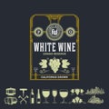 Vector vintage thin line style red wine label