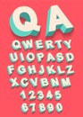 Vector of Vintage type alphabet with 3d threedimentional effect