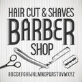 Vector vintage typeface Barbershop. Vector font