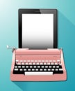 Vector of Vintage Typewriters with tablet. Royalty Free Stock Photo