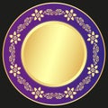 Vector vintage violet-golden decorative plate