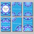 Vector vintage visiting card set. Floral mandala pattern and ornaments.